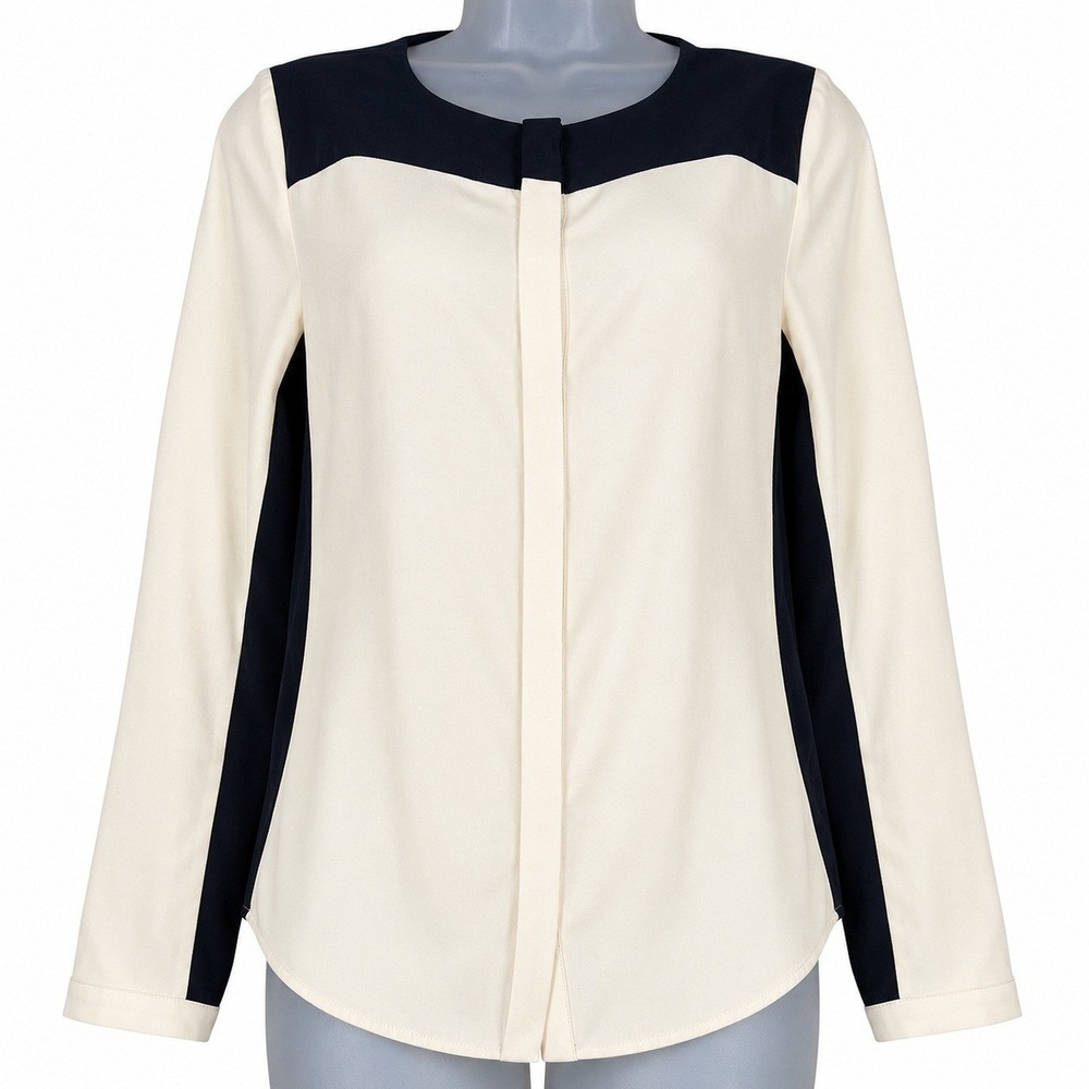 Rag & Bone Romane Silk Blouse Women XS Ivory Black Colorblock Parenthood TV Chic